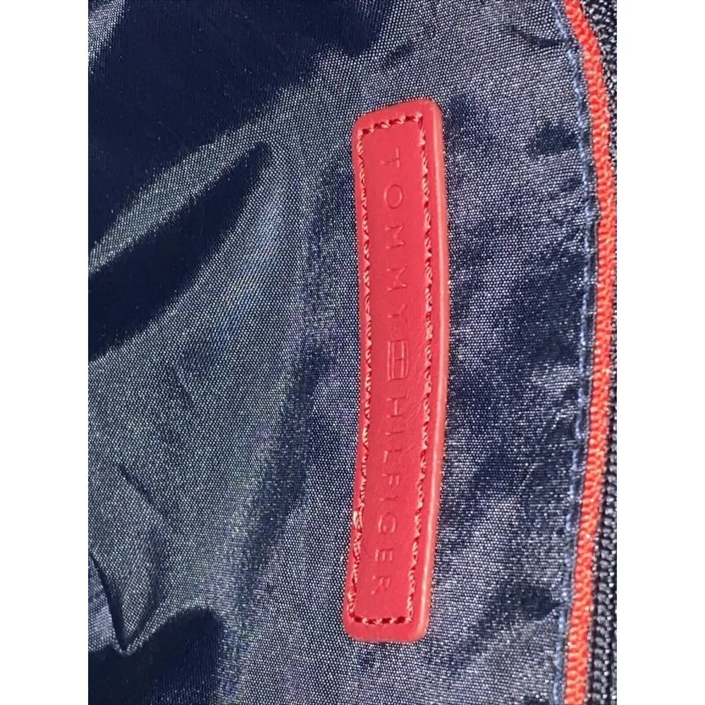 Tommy Hilfiger Crossbody Purse Bag Monogram Logo Blue Red White Stripe Canvas